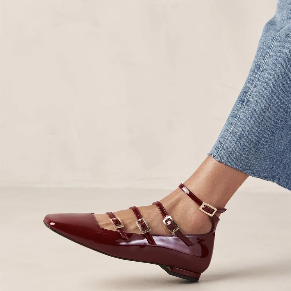 ALOHAS Burgundy Multi-Strap Flats - US 7 - Picture 5 of 14